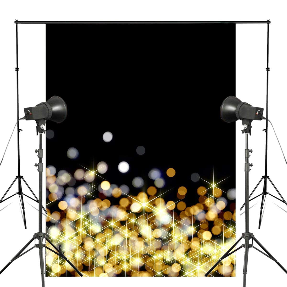 ABPHOTO Polyester 5x7ft Black Backdrops for Photography Glittering