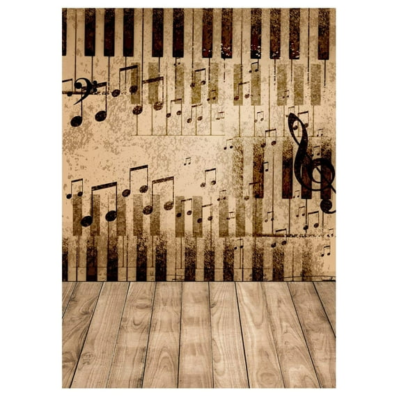 ABPHOTO Polyester 5x7ft Black Note Piano Photography Backdrops Music for Backdrops Studio