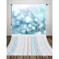 thumbnail image 1 of ABPHOTO Polyester 5x7ft Blue Bokeh Backdrop Vintage Wood Floor Art Newborn Backdrop, 1 of 2