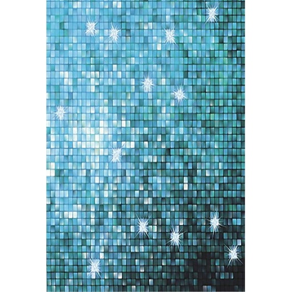 ABPHOTO Polyester 5x7ft Blue Photography Backdrop Mosaic Glitter Backdrops Sparkling Star Background Portrait Photo Studio Background