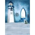 thumbnail image 1 of ABPHOTO Polyester 5x7ft Blue Photography Backdrop Summer Wood Floor Backdrops Texture Wal Lighthouse Mediterranean Style Photo Background, 1 of 2