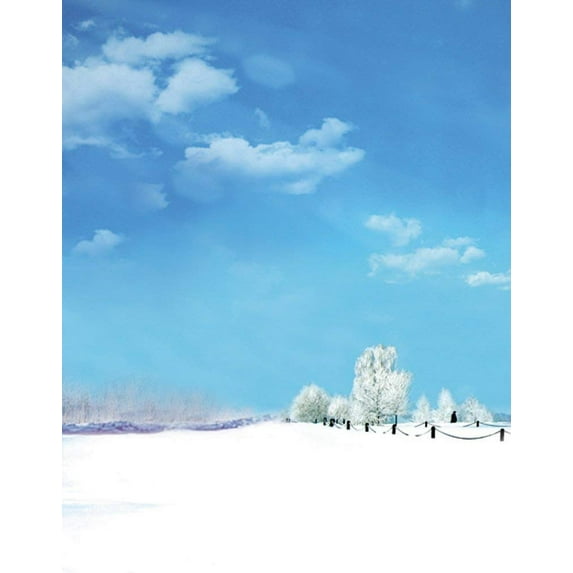 ABPHOTO Polyester 5x7ft Blue Sky Snow Tree Photography Backdrops Photo Props Studio Background