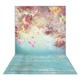 thumbnail image 1 of ABPHOTO Polyester 5x7ft Blue Theme Peach Blossom Petals Newborns Children Photography Backdrops Indoor Studio Computer printed Seamless Background Photo Props, 1 of 3