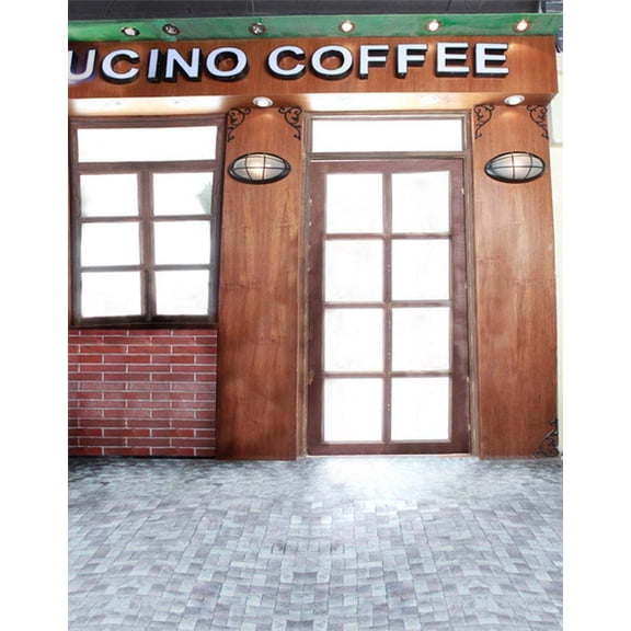 ABPHOTO Polyester 5x7ft Brick Floor Coffee Store Photography Backdrops Photo Props Studio Background