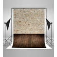 thumbnail image 1 of ABPHOTO Polyester 5x7ft Brick Wall Photography Backdrops Winkle Free Retro White Brick Wall and Maroon Floor Photo Background, 1 of 3