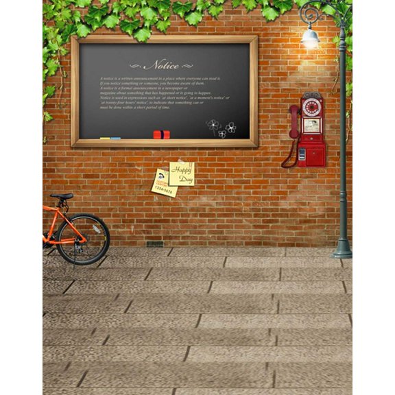 ABPHOTO Polyester 5x7ft Brick Wall Stone Floor Photography Backdrops Photo Props Studio Background