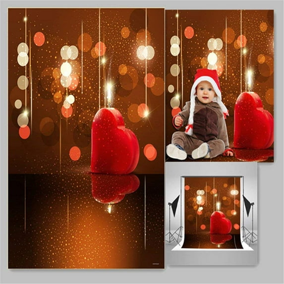ABPHOTO Polyester 5x7ft Brown Glitter Neon Photography Backdrops Bokeh Sweet Heart Love Photo Background for Newborn Baby 5x7ft