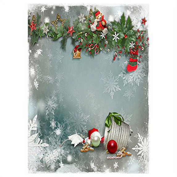 ABPHOTO Polyester 5x7ft Christmas Theme Photography Background Studio Backdrop, Snowflakes, Christmas balls