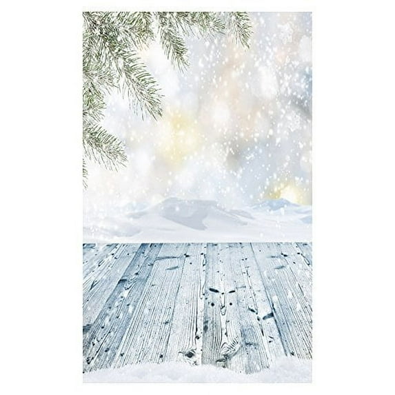 ABPHOTO Polyester 5x7ft Christmas Theme Photography Background Studio Backdrop Wooden floor snow