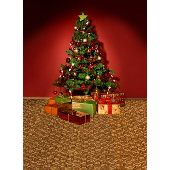 ABPHOTO Polyester 5x7ft Christmas Tree Gift Photography Backdrops Photo Props Studio Background