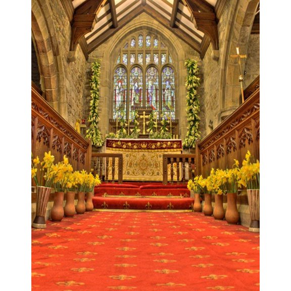 ABPHOTO Polyester 5x7ft Church Flowers Photography Backdrops Photo Props Studio Background