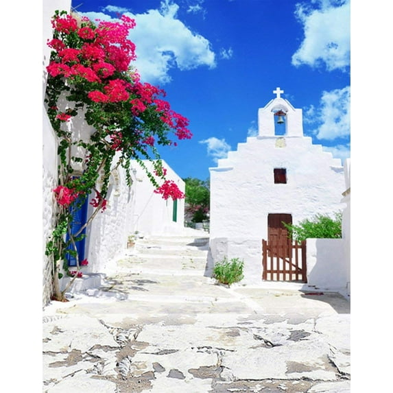 ABPHOTO Polyester 5x7ft Church Red Flowers Photography Backdrops Photo Props Studio Background