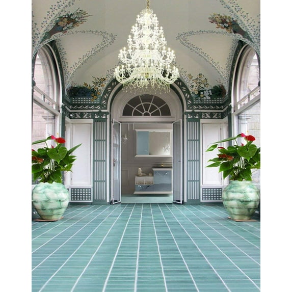 ABPHOTO Polyester 5x7ft Classic Hall Flowers Lights Photography Backdrops Photo Props Studio Background