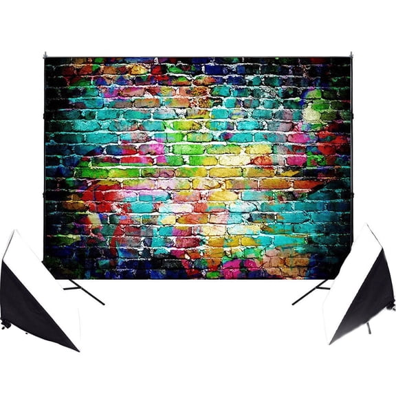 ABPHOTO Polyester 5x7ft Colorful Brick Wall Fashion Photography Backdrop Studio Prop