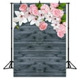 thumbnail image 1 of ABPHOTO Polyester 5x7ft Colorful Flower Gray Wooden Wall Photography Backdrop Photo Background Studio Prop, 1 of 4
