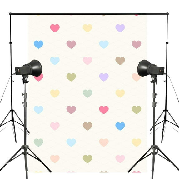 ABPHOTO Polyester 5x7ft Colorful Heart-shaped Pattern Photography Backdrop Simple Style Background Kids Photo Studio Backdrop Props Wall