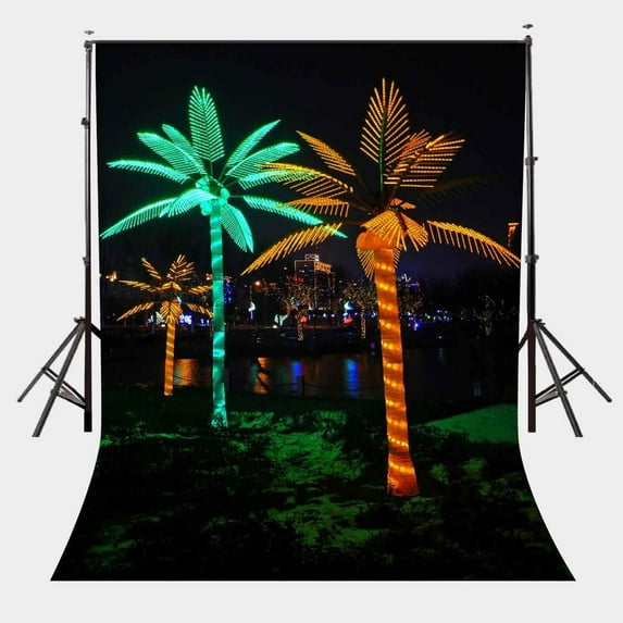 ABPHOTO Polyester 5x7ft Colorful Light Decoration Backdrop Empty Street City Night View Photography Background