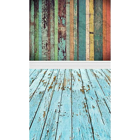 ABPHOTO Polyester 5x7ft Colorful Wood Wall Floor Photography Studio Backdrop Background