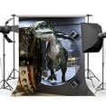 thumbnail image 1 of ABPHOTO Polyester 5x7ft Dinosaur Backdrop Broke the Treasury Jurassic Period Cartoon Photography Background for Boys Kids Happy Birthday Party Photo Studio Props, 1 of 3
