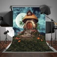 thumbnail image 1 of ABPHOTO Polyester 5x7ft Evening Photography Backdrops Fantasy Sky Background Big Moon Flowers Photo Studio, 1 of 2