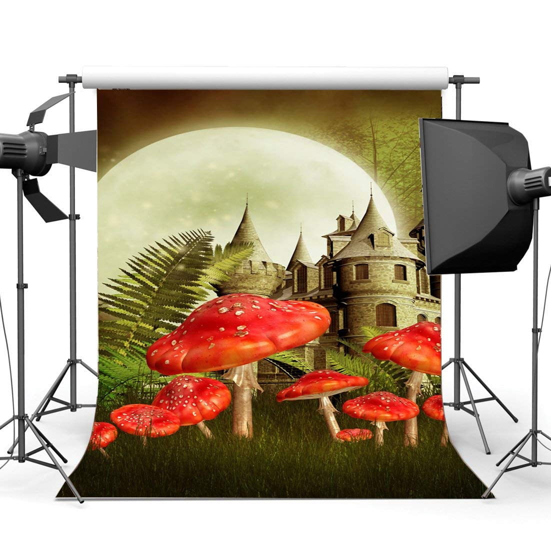 Fantasy Backdrops Simple ABPHOTO Polyester 5x7ft Fairytale Castle Backdrop Dreamy Red Mushroom ...