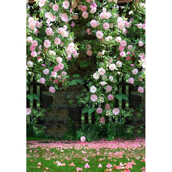 ABPHOTO Polyester 5x7ft Flower Fence Backdrop Background Studio Photograghy Props