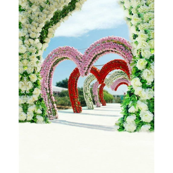 ABPHOTO Polyester 5x7ft Flowers Heart Wreath Photography Backdrops Photo Props Studio Background