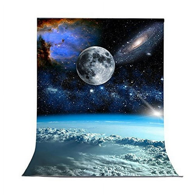 ABPHOTO Polyester 5x7ft Full Moon Galaxy Universe Photography Background Amateur astronomer Studio Props