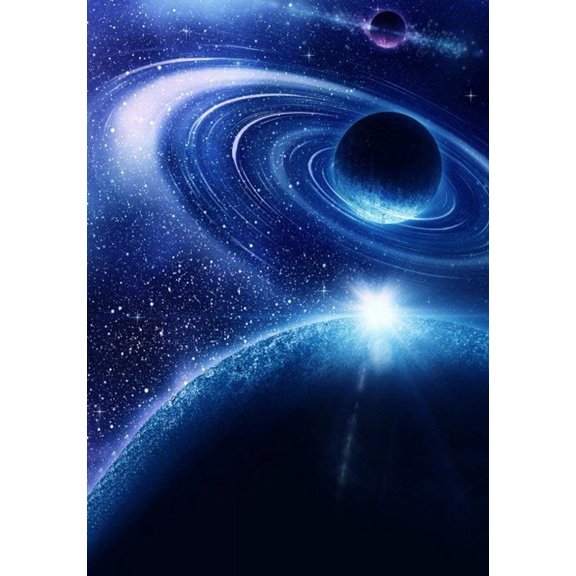 ABPHOTO Polyester 5x7ft Galaxy Universe Moon Star Theme Photography Backgrounds Wall Mural