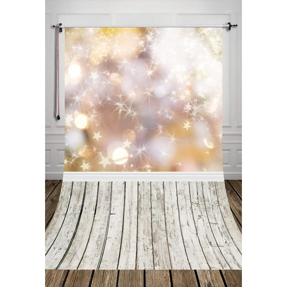 ABPHOTO Polyester 5x7ft Golden glitter Bokeh Wood floor Photography art Backdrop