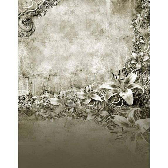 ABPHOTO Polyester 5x7ft Grey Flowers Photography Backdrops Photo Props Studio Background