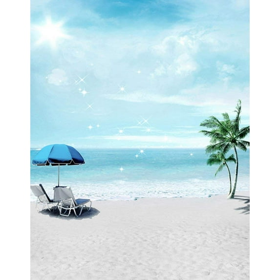 ABPHOTO Polyester 5x7ft Holiday Sea Beach Coconut Tree Photography Backdrops Photo Props Studio Background