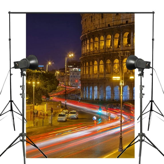 ABPHOTO Polyester 5x7ft Italy Colosseum Photography Background Night Street View Backdrop Studio Backdrop Props Wall