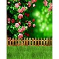 thumbnail image 1 of ABPHOTO Polyester 5x7ft Lawn Grass Fence Pink Flowers Photography Backdrops Photo Props Studio Background, 1 of 2