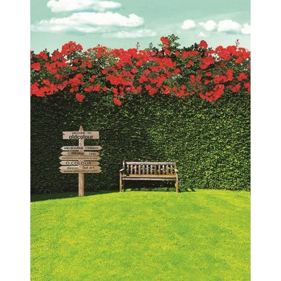 ABPHOTO Polyester 5x7ft Lawn Red Flowers Photography Backdrops Photo Props Studio Background