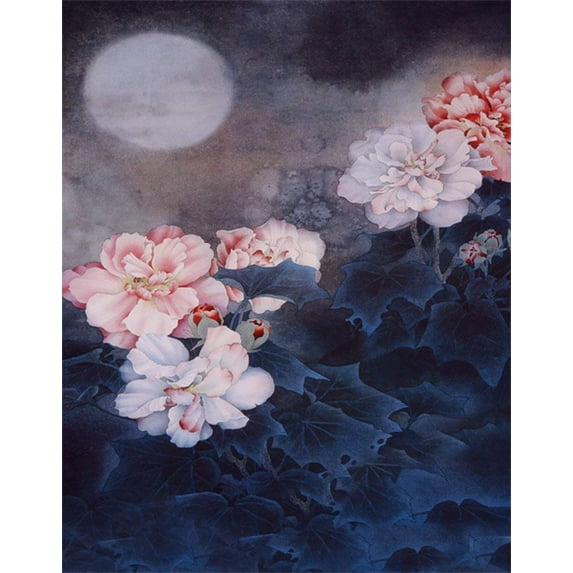 ABPHOTO Polyester 5x7ft Lotus Flowers Painting Photography Backdrops Photo Props Studio Background