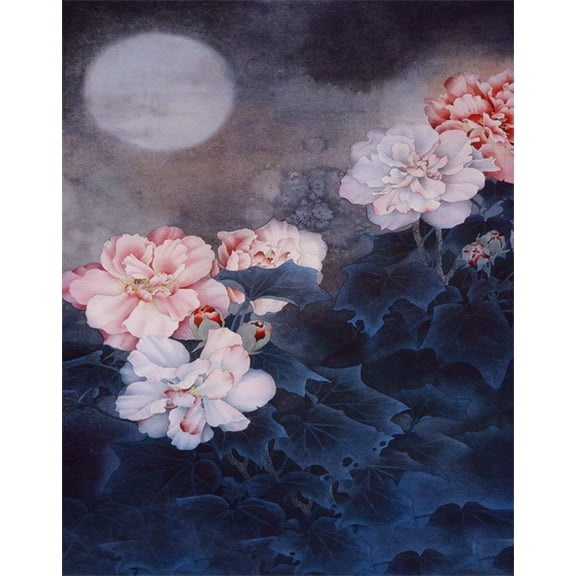 ABPHOTO Polyester 5x7ft Lotus Flowers Painting Photography Backdrops Photo Props Studio Background