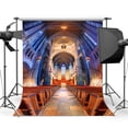 thumbnail image 1 of ABPHOTO Polyester 5x7ft Luxurious Old Church Backdrop Interior Wedding Ceremony Backdrops Cross Retro Wood Bench Shabby Marble Floor Photography Background for Bride Baby Photo Studio Props, 1 of 3