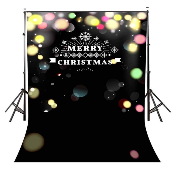 ABPHOTO Polyester 5x7ft Merry Christmas Backdrop Colored Halo Backdrop Ink Black Photography Background Studio Props