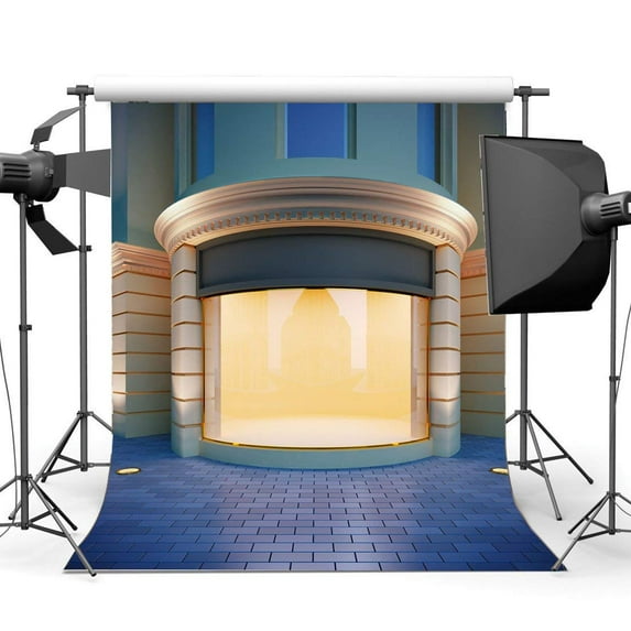 ABPHOTO Polyester 5x7ft New York City Street Show Backdrop Stage Curtain Shining Lights Shabby Brick Floor Theater Luxurious Palace Photography Background for Kids Adults Portrait Photo Studio Props