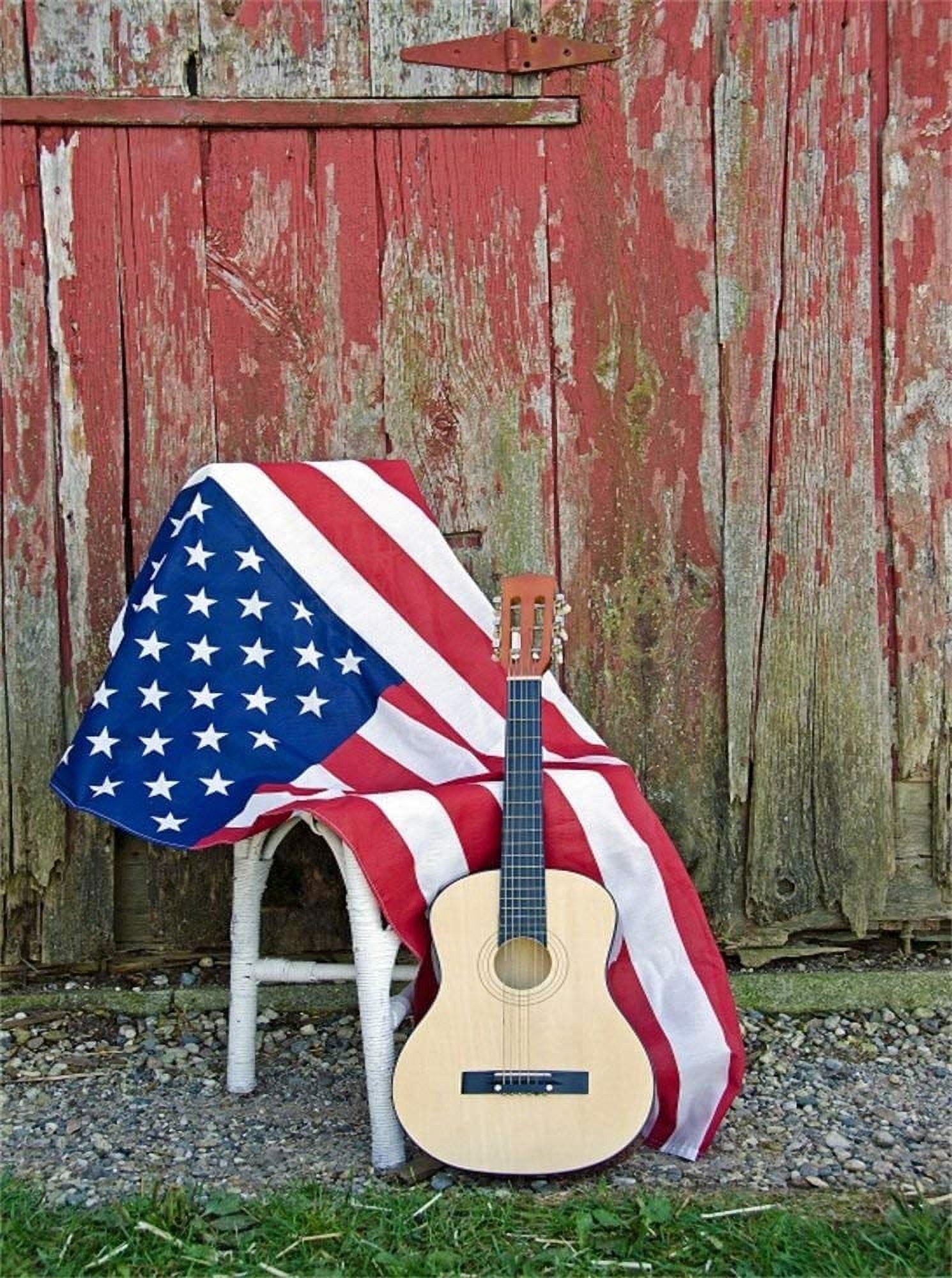 ABPHOTO Polyester 5x7ft Old Barn Backdrop American Flag and ...
