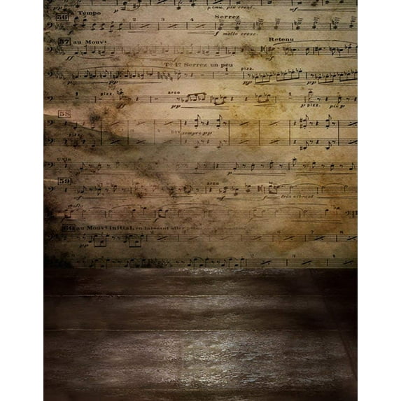 ABPHOTO Polyester 5x7ft Old Sheet Music Photography Backdrops Photo Props Studio Background