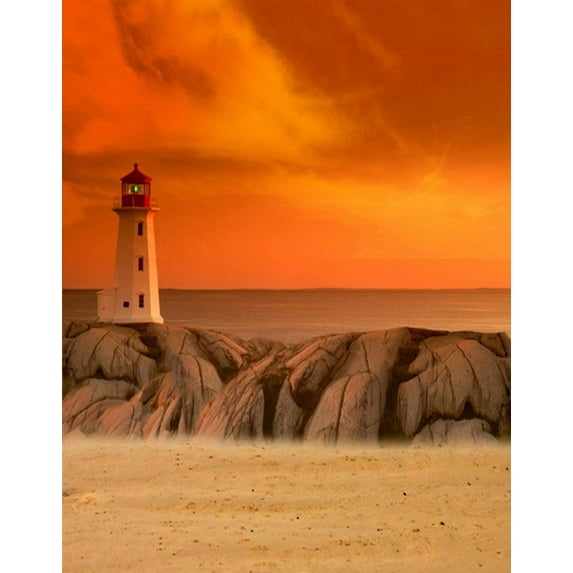 ABPHOTO Polyester 5x7ft Orange Sky Building in Desert Photography Backdrops Photo Props Studio Background