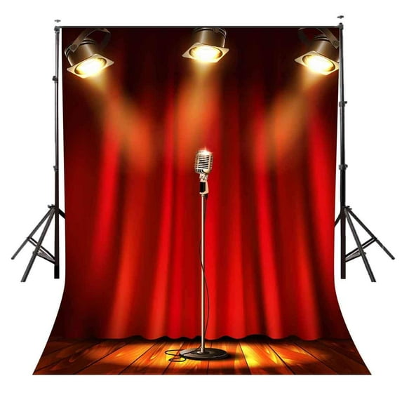 ABPHOTO Polyester 5x7ft Performance Stage Backdrop Red Curtain Performance Stage Photography Background and Studio Photography Backdrop Props