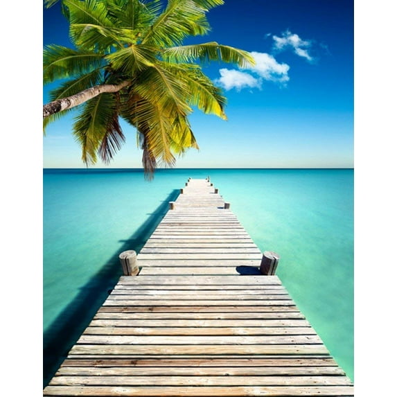 ABPHOTO Polyester 5x7ft Photo Studio Props Photography Backdrops Blue Seaside Beach Sky Clouds Theme