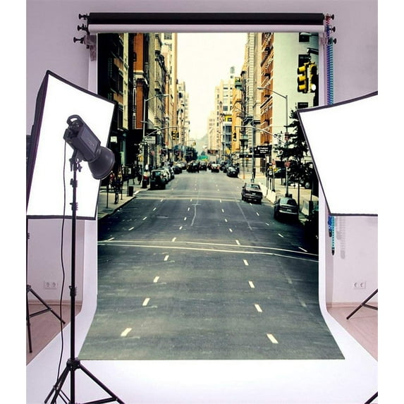 ABPHOTO Polyester 5x7ft Photography Backdrop Europran Building Street Traffic Photo Background Backdrops for Photography Photo Shoots Party Newborn Kids Baby Personal Portrait Photo Studio Props