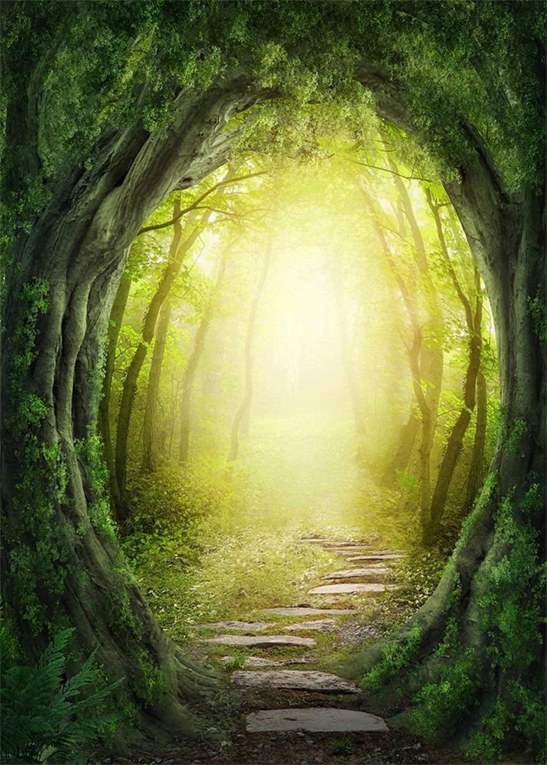 ABPHOTO Polyester 5x7ft Photography Backdrop Fairytale Road in Dark Forest Nature Jungle Backdrops for Photo Shoots Lovers Party Game Adult Kids Baby Personal Portrait Photo Background Studio Props