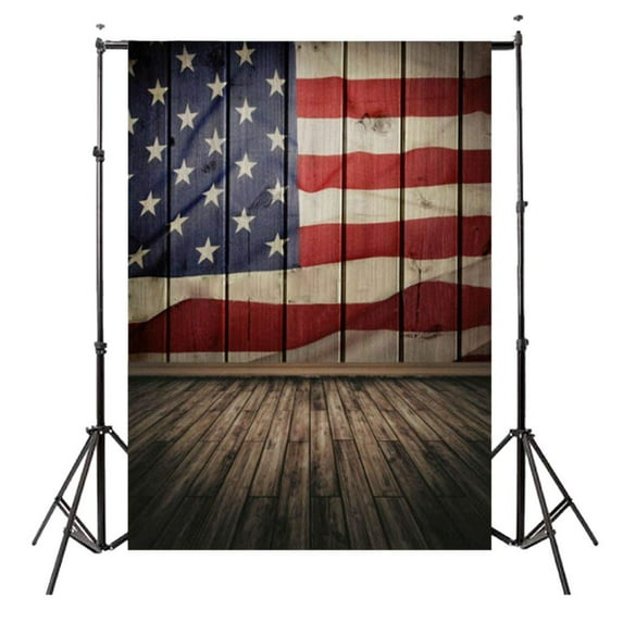 ABPHOTO Polyester 5x7ft Photography Backdrop Photo Background American flag wood floor