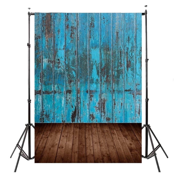 ABPHOTO Polyester 5x7ft Photography Backdrop Photo Background Blue lacquer wall wood floor