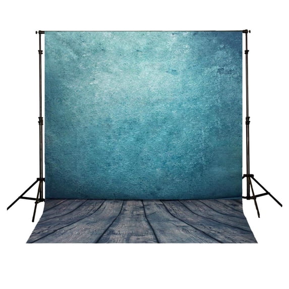 ABPHOTO Polyester 5x7ft Photography Backdrop Photo Background, Blue wall wood floor